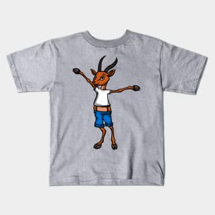 Cute Anthropomorphic Human-like Cartoon Character Gazelle Antelope in Clothes Kids T-Shirt